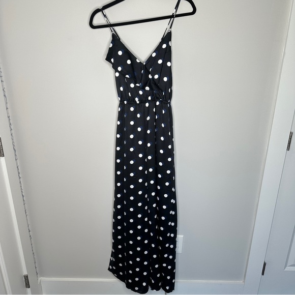 New Victoria’s Secret Black‎ Polka Dot Wide Leg Jumpsuit Size Small  Lounge Sexy - Picture 6 of 11